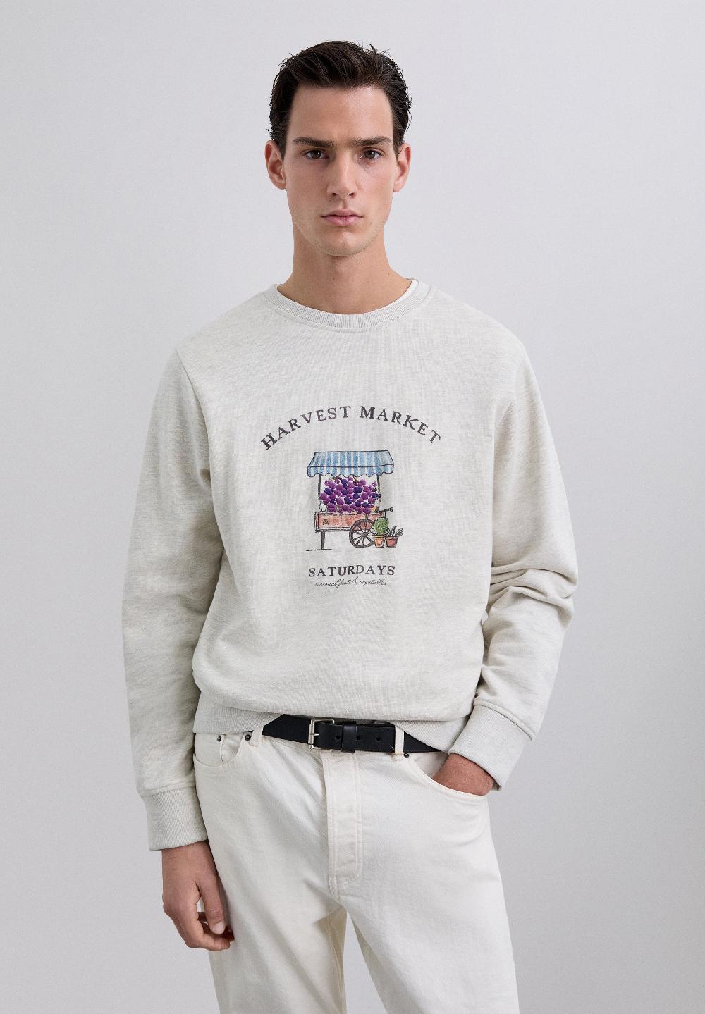 scalpers SWEATSHIRT WITH EMBROIDERED MOTIFS BEIGE MELANGE