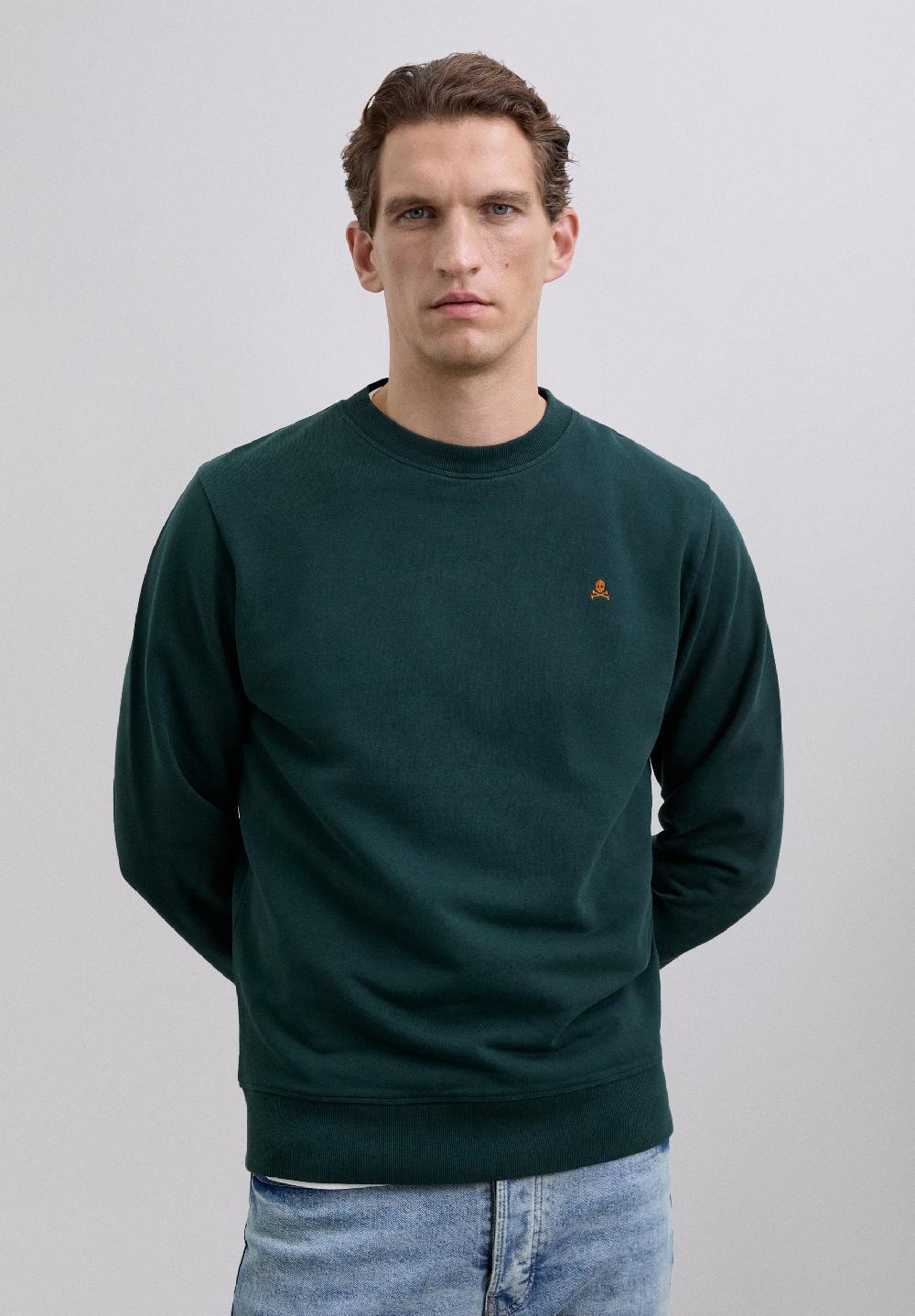 scalpers SWEATSHIRT WITH EMBROIDERED SKULL DARK GREEN