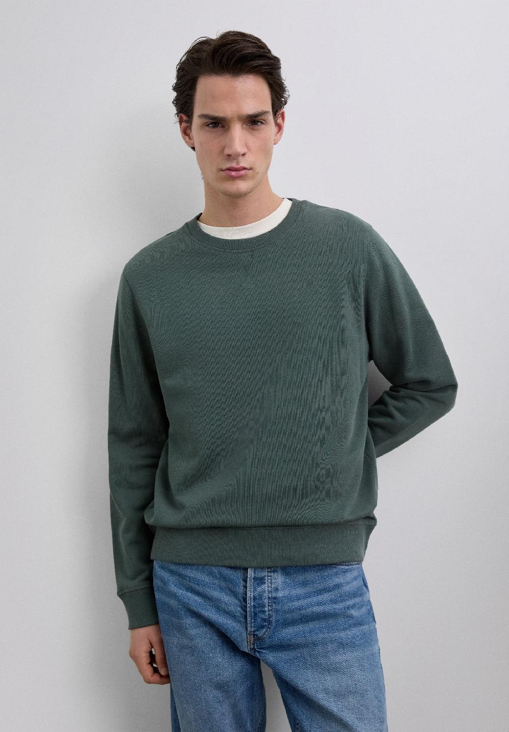 Scalpers SWEATSHIRT WITH EMBROIDERED SKULL DARK KHAKI