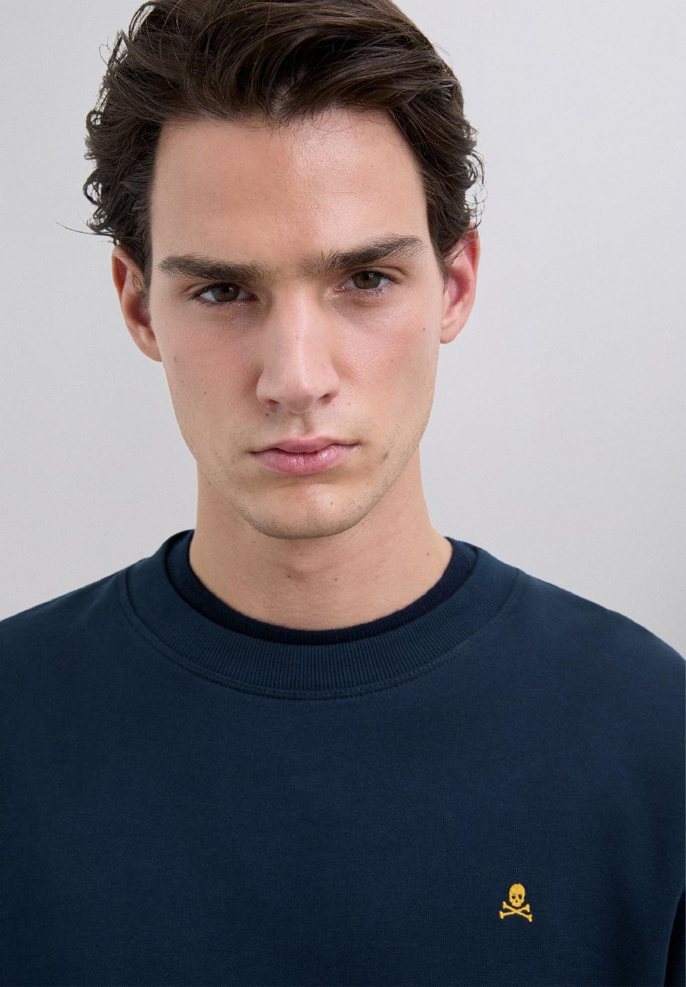 Scalpers SWEATSHIRT WITH EMBROIDERED SKULL DARK NAVY