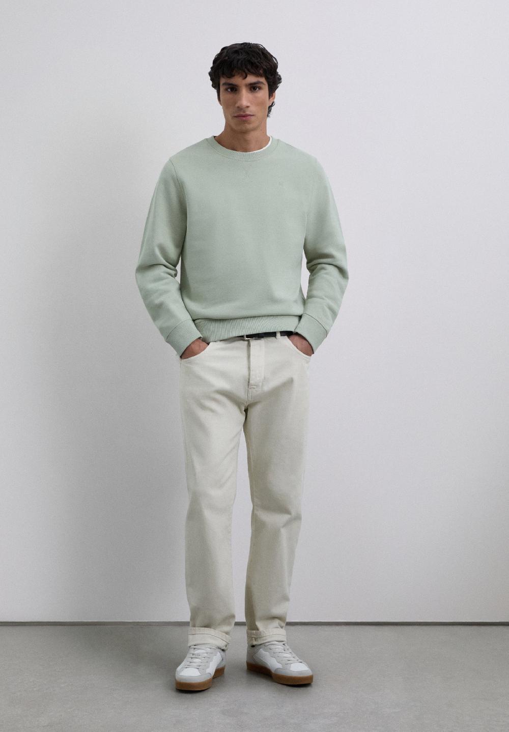 Scalpers SWEATSHIRT WITH EMBROIDERED SKULL LIGHT GREEN