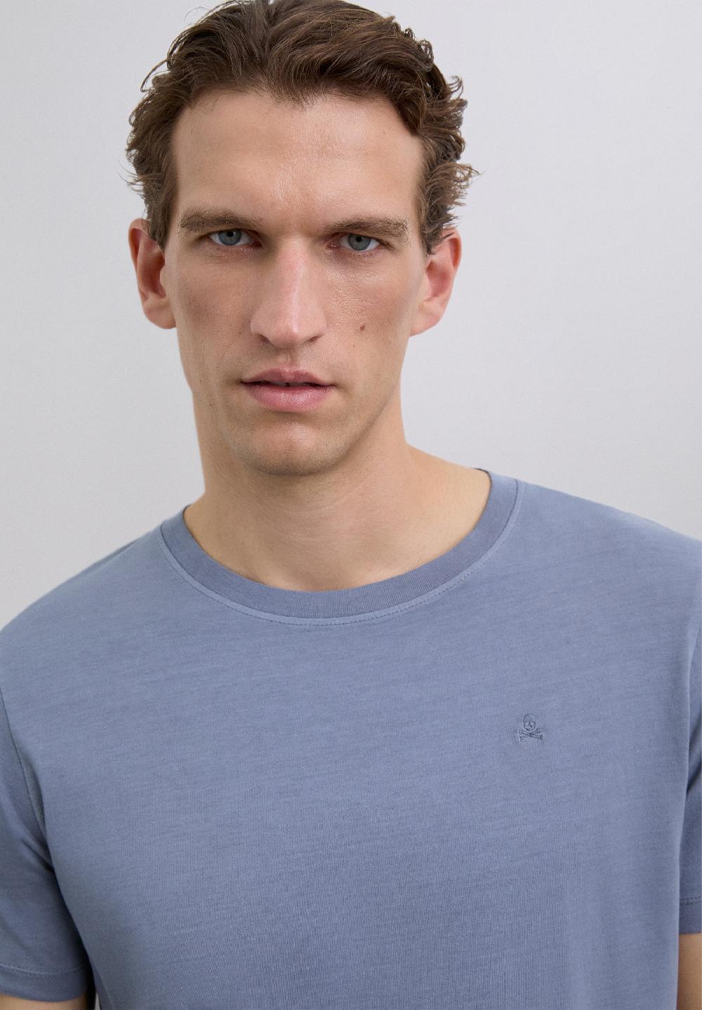 Scalpers T-SHIRT WITH MATCHING EMBROIDERED SKULL BLUE