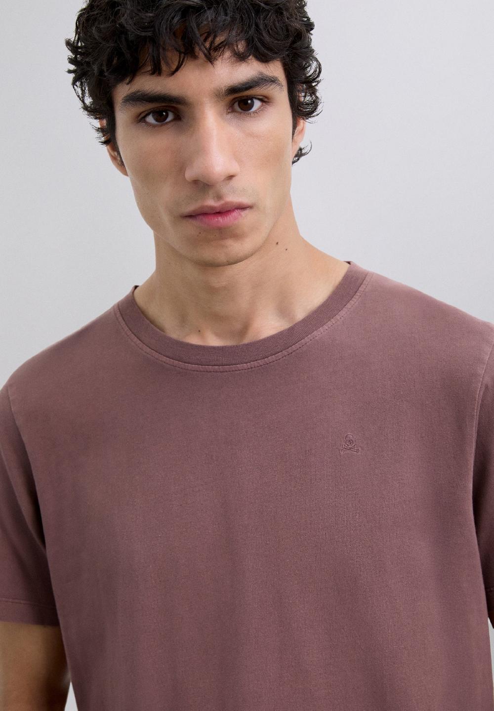 Scalpers T-SHIRT WITH MATCHING EMBROIDERED SKULL BURGUNDY