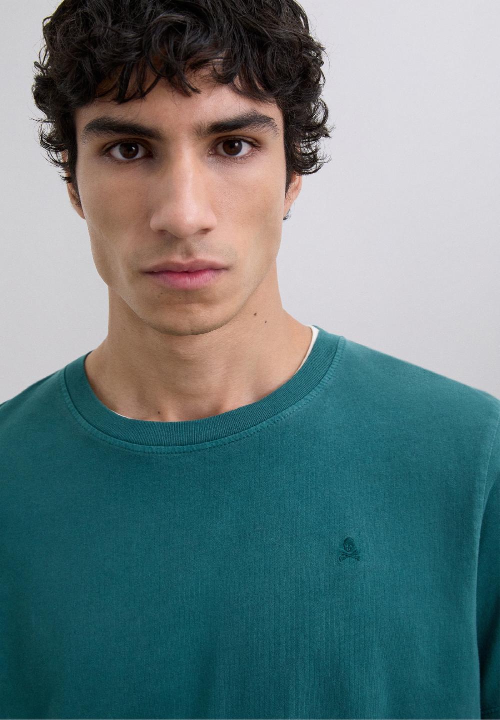 Scalpers T-SHIRT WITH MATCHING EMBROIDERED SKULL DARK GREEN