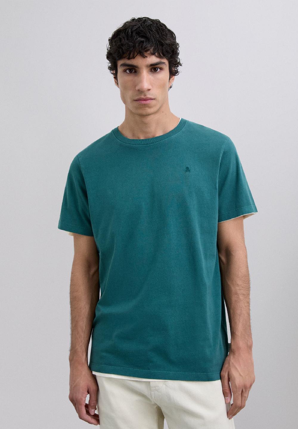 Scalpers T-SHIRT WITH MATCHING EMBROIDERED SKULL DARK GREEN