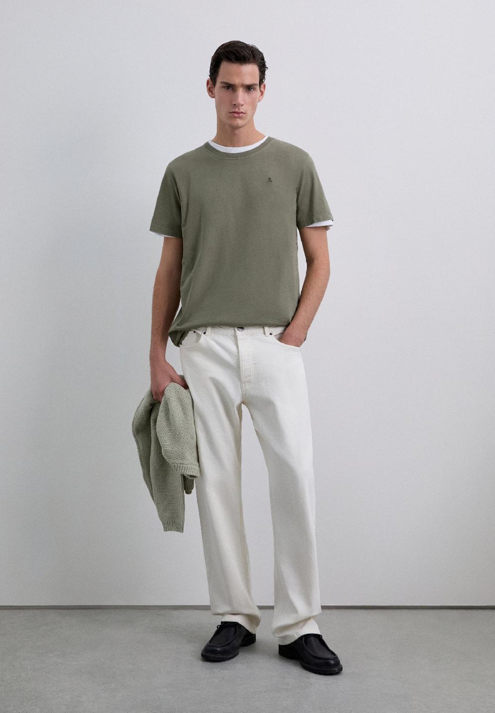 Scalpers T-SHIRT WITH MATCHING EMBROIDERED SKULL KHAKI