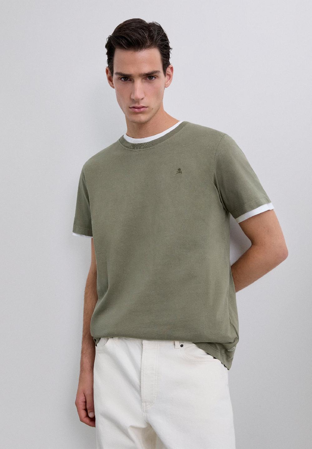 scalpers T-SHIRT WITH MATCHING EMBROIDERED SKULL KHAKI