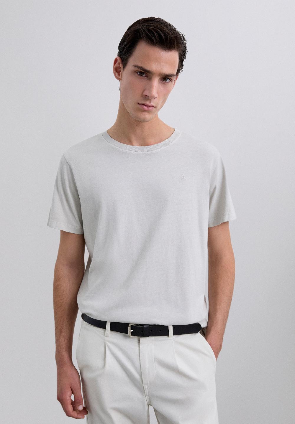 Scalpers T-SHIRT WITH MATCHING EMBROIDERED SKULL LIGHT GREY