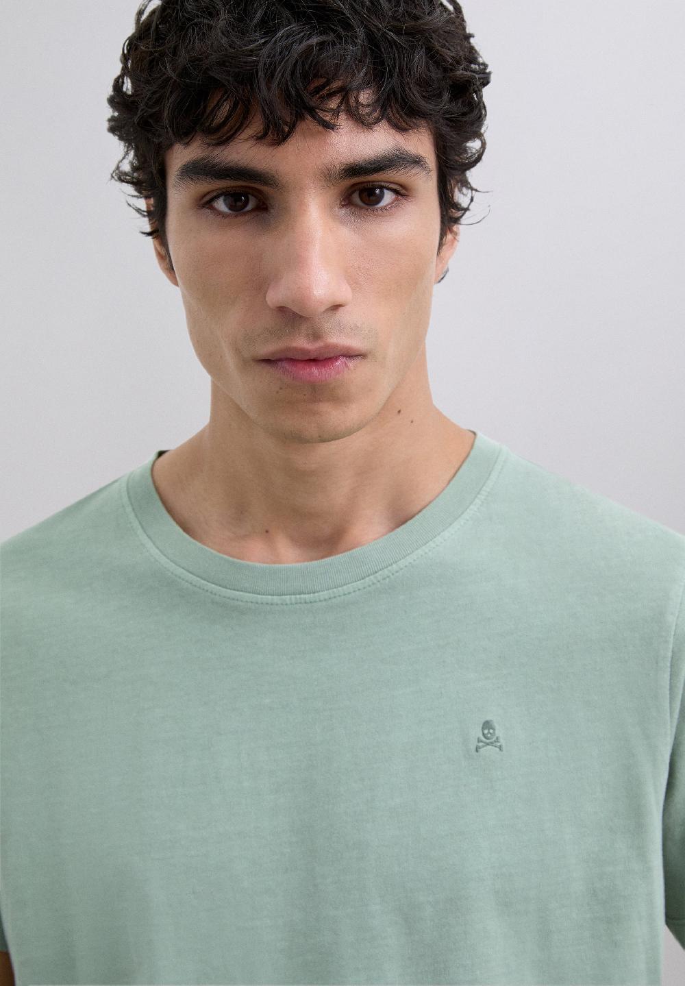 Scalpers T-SHIRT WITH MATCHING EMBROIDERED SKULL LIGHT KHAKI