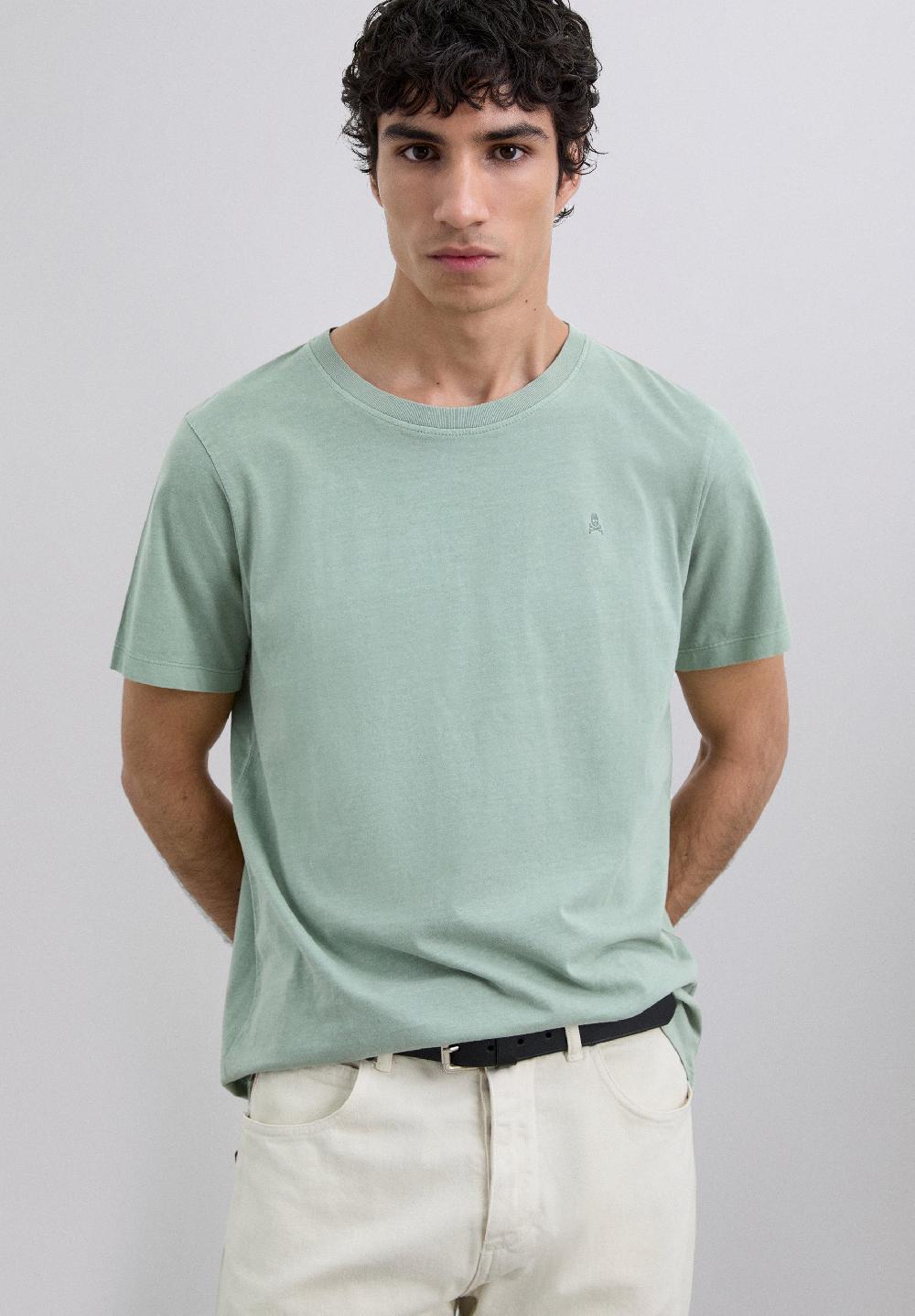 Scalpers T-SHIRT WITH MATCHING EMBROIDERED SKULL LIGHT KHAKI