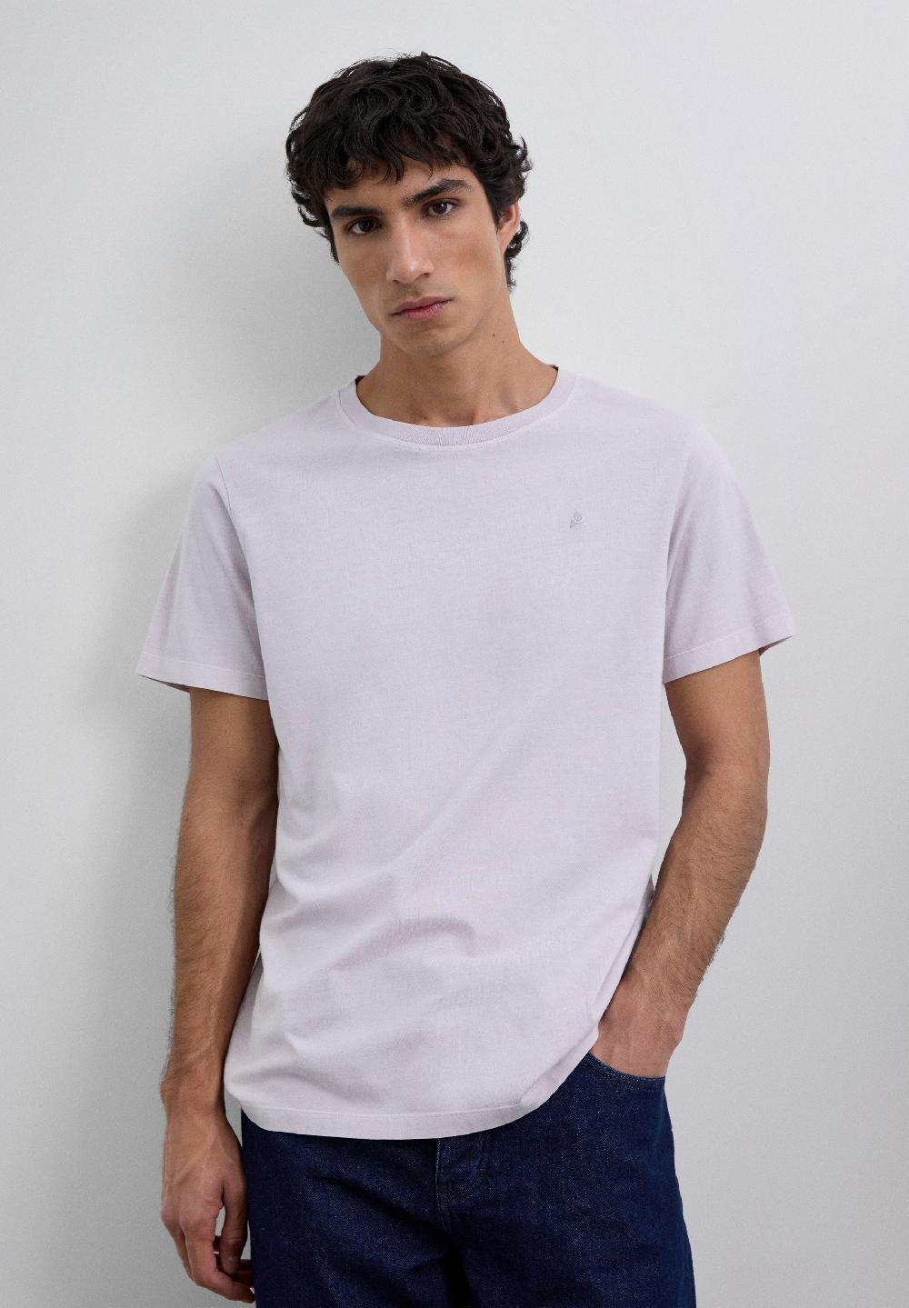 Scalpers T-SHIRT WITH MATCHING EMBROIDERED SKULL MAUVE