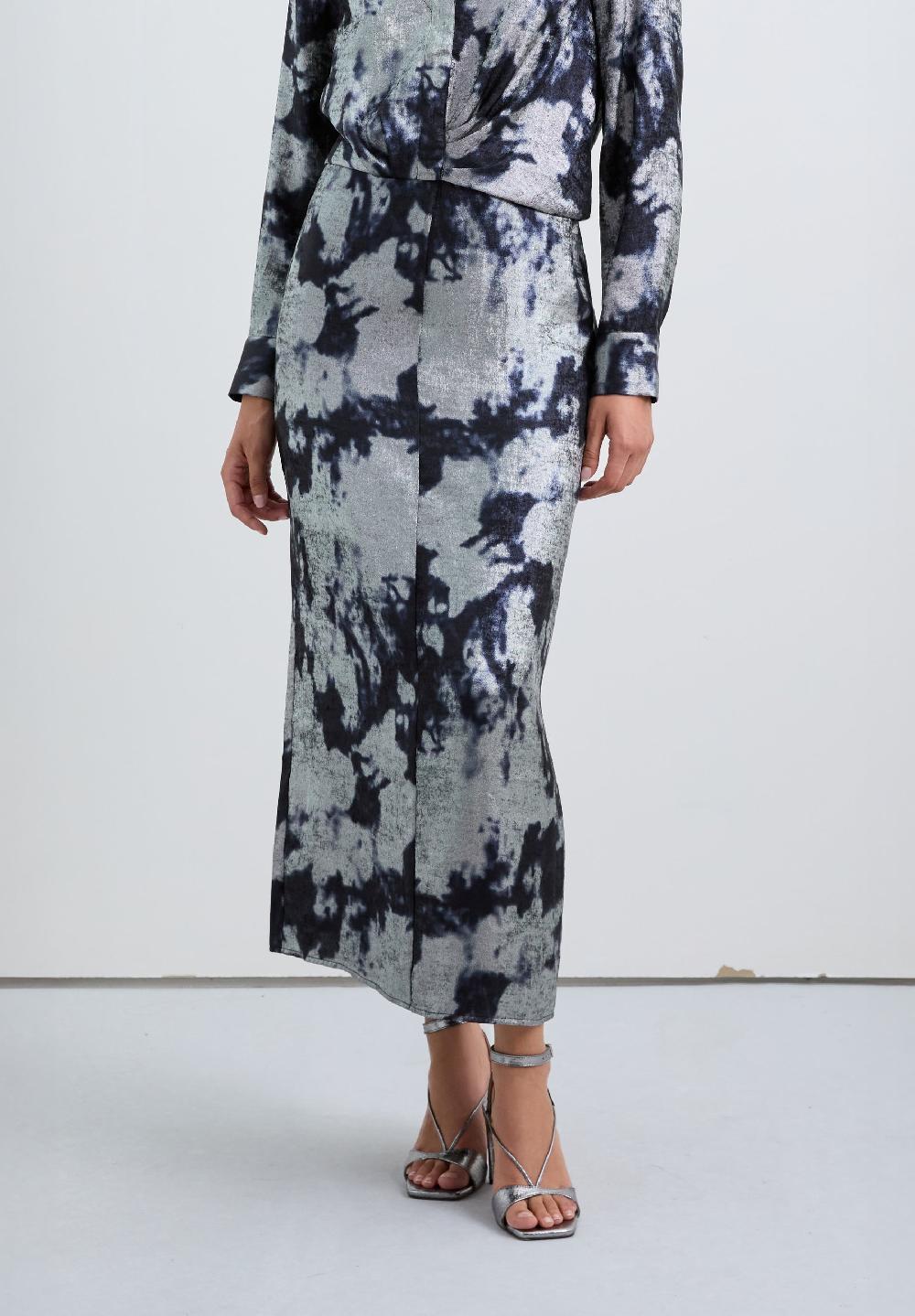 Scalpers TIE-DYE SKIRT WITH METALLIC DETAILS BLUE/SILVER