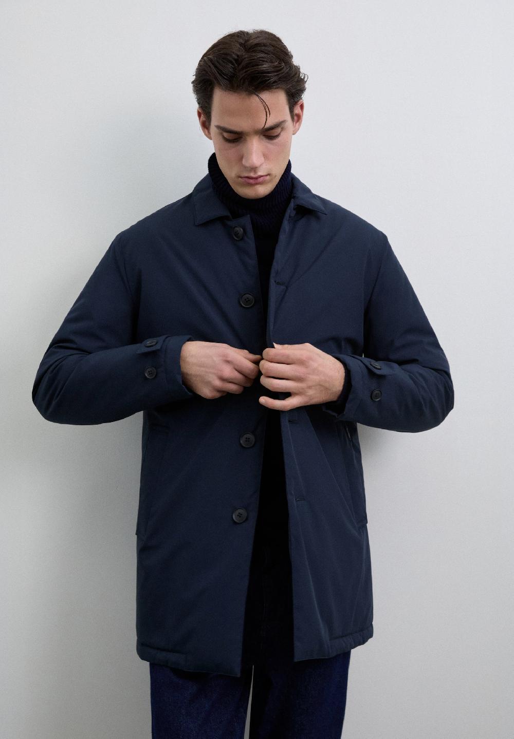 Scalpers WATER-REPELLENT QUILTED TRENCH COAT DARK NAVY