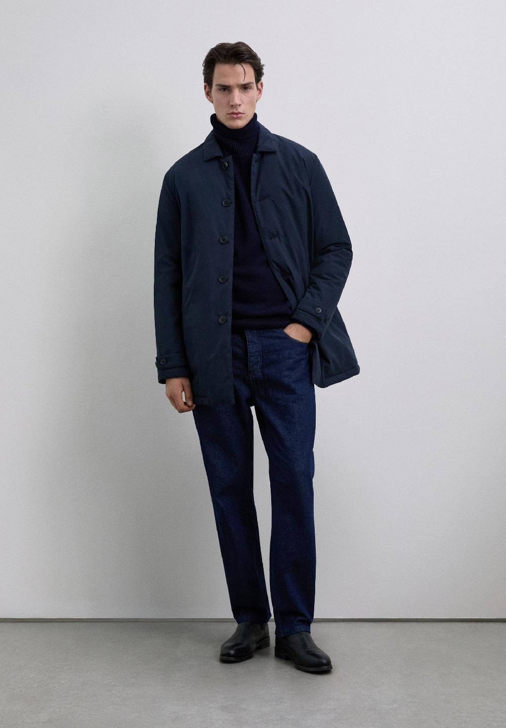 Scalpers WATER-REPELLENT QUILTED TRENCH COAT DARK NAVY