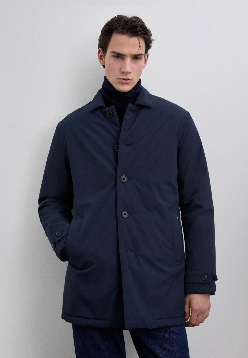 scalpers WATER-REPELLENT QUILTED TRENCH COAT DARK NAVY