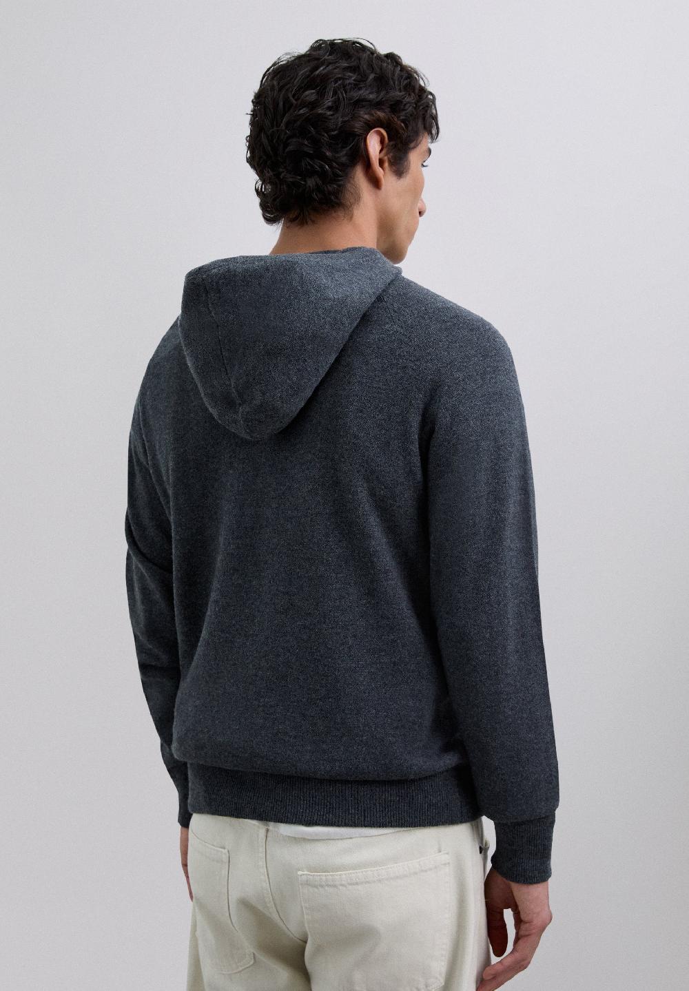 Scalpers WOOL SWEATER WITH ADJUSTABLE HOOD DARK GREY