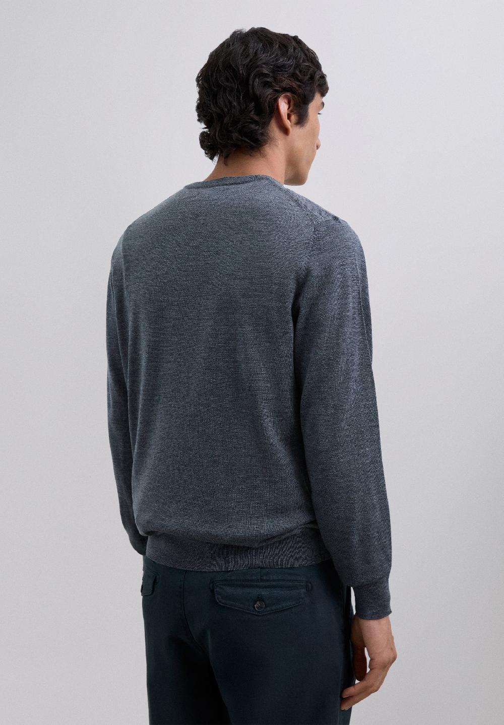 Scalpers WOOL SWEATER WITH EMBROIDERED SKULL DARK GREY