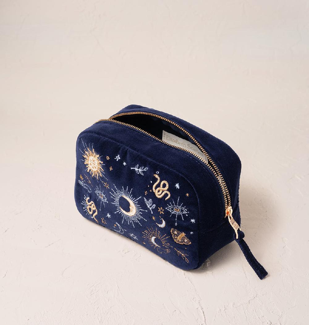 Scarlettsbags Boho Mysticism Navy Velvet Makeup Bag