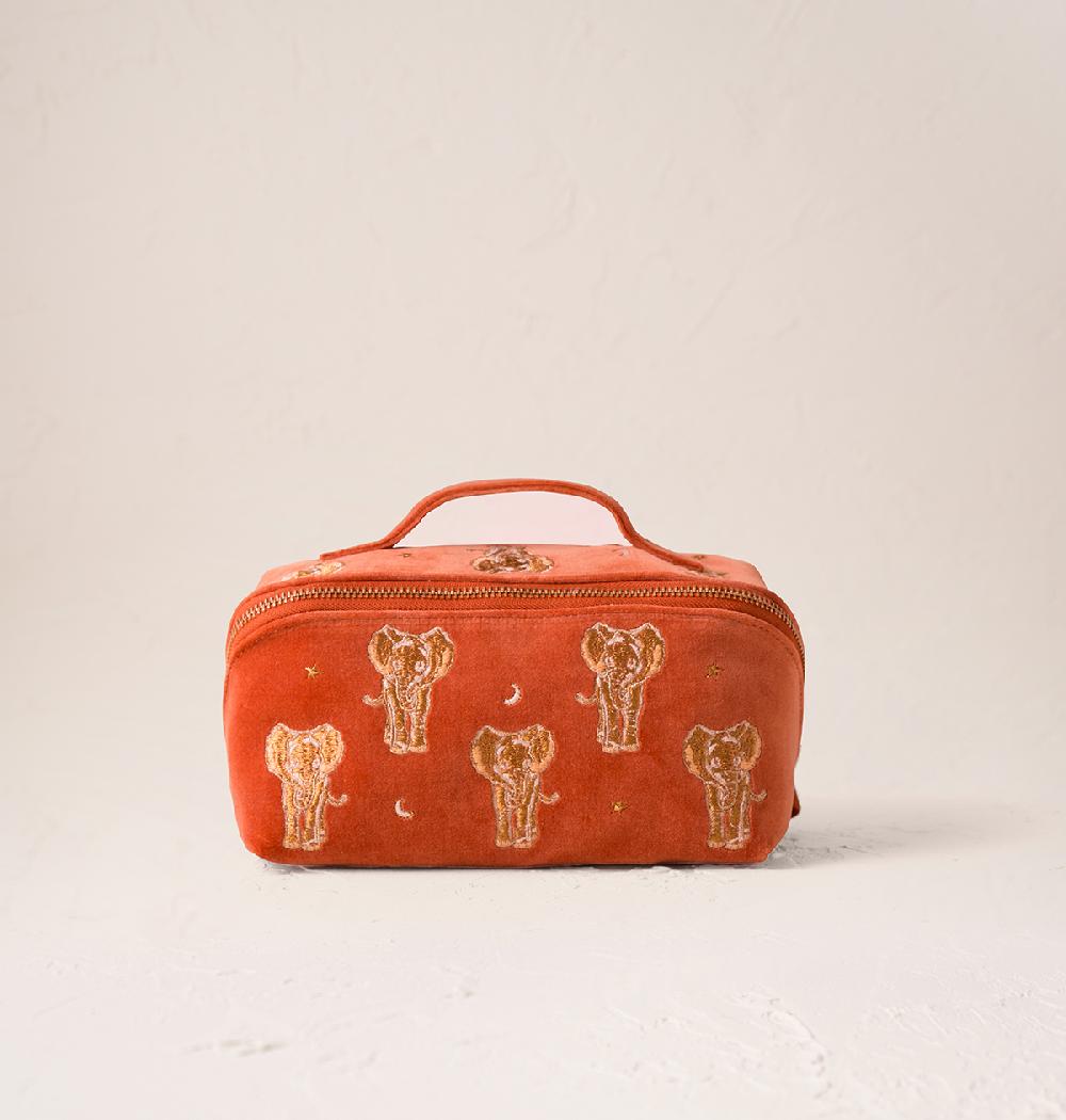 scarlettsbags Golden Elephants Open Flat Makeup Bag