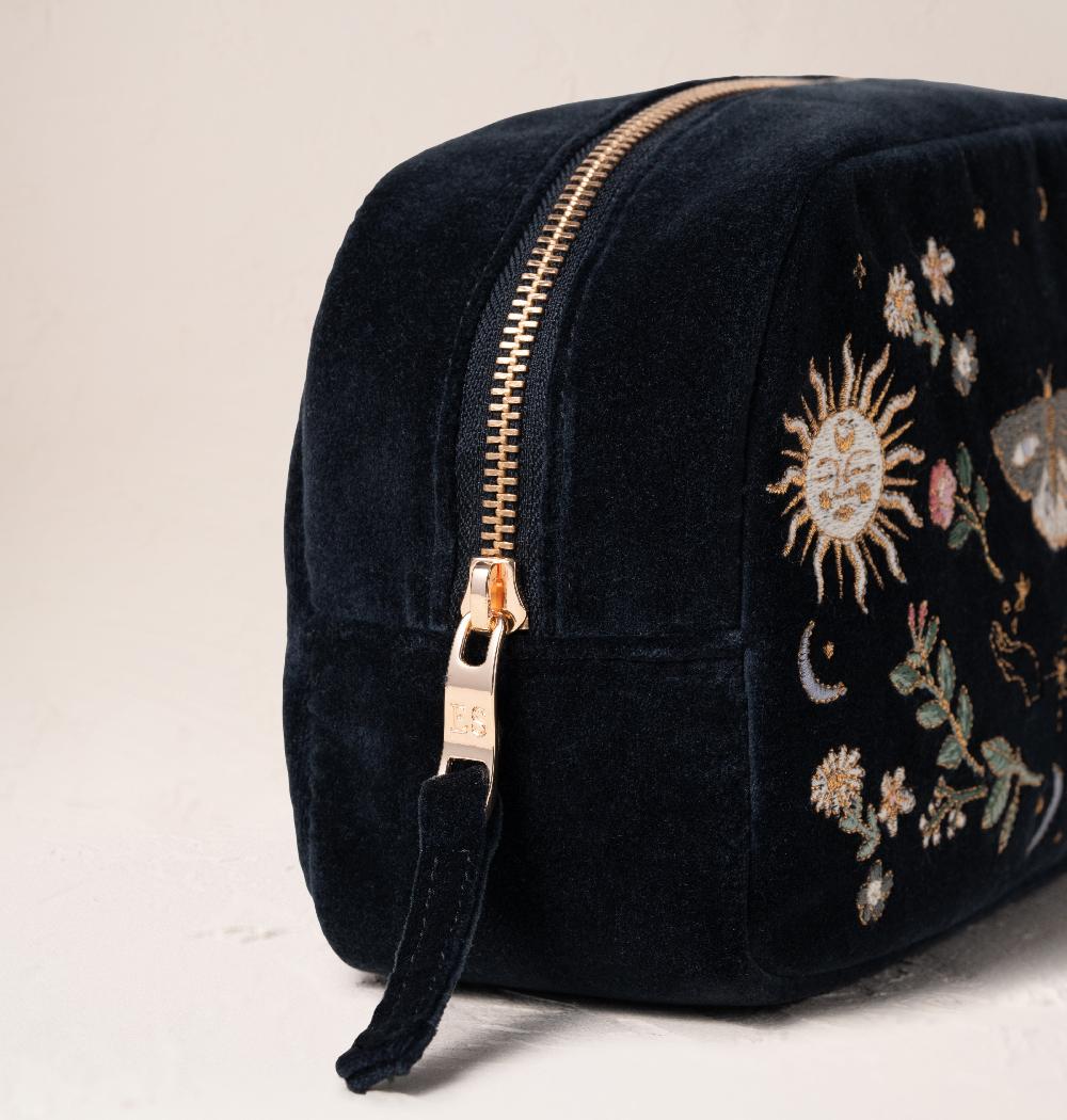 Scarlettsbags Midnight Mysticism Charcoal Velvet Makeup Bag