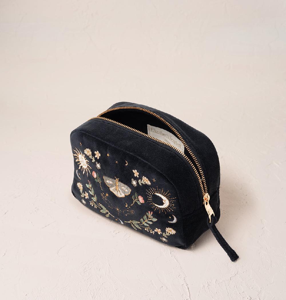 Scarlettsbags Midnight Mysticism Charcoal Velvet Makeup Bag