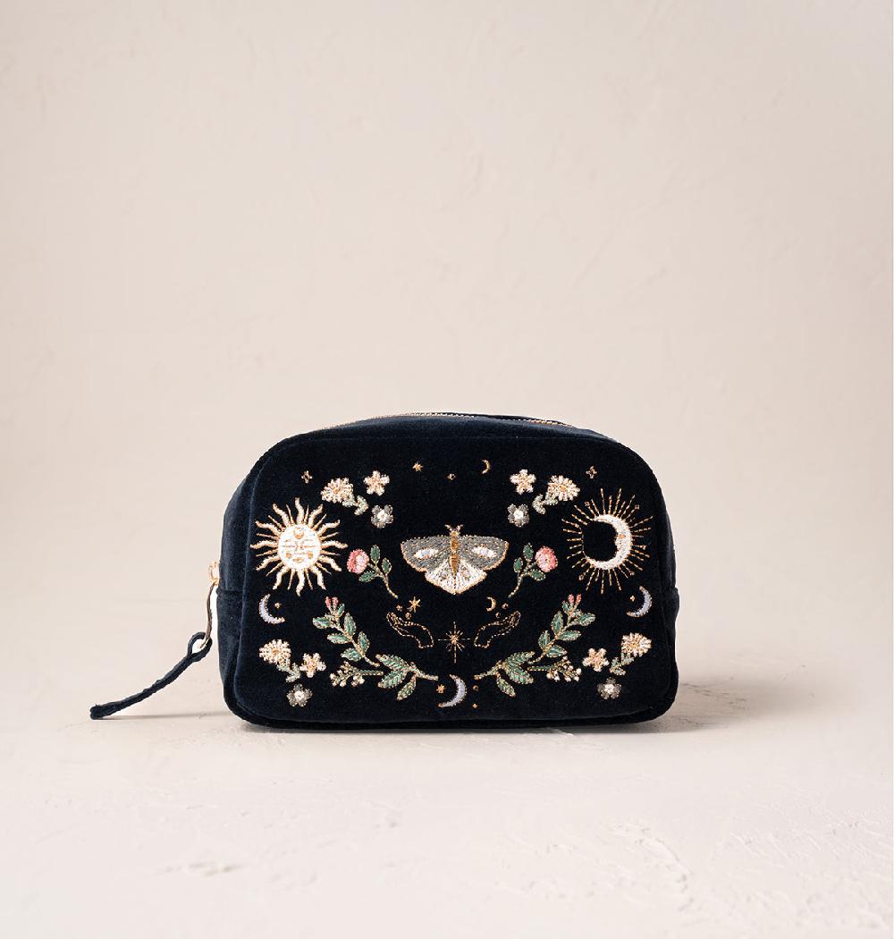 scarlettsbags Midnight Mysticism Charcoal Velvet Makeup Bag