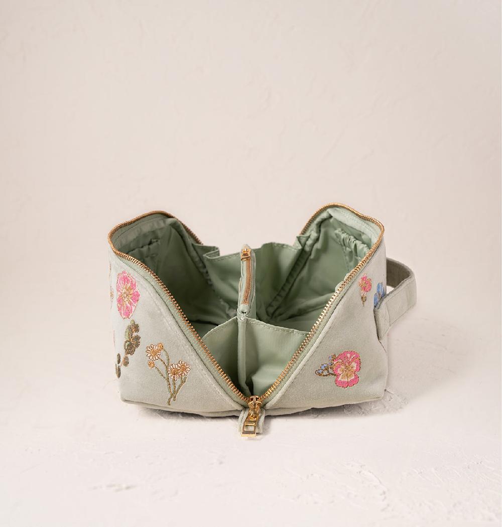 Scarlettsbags Pressed Flowers Open Flat Makeup Bag