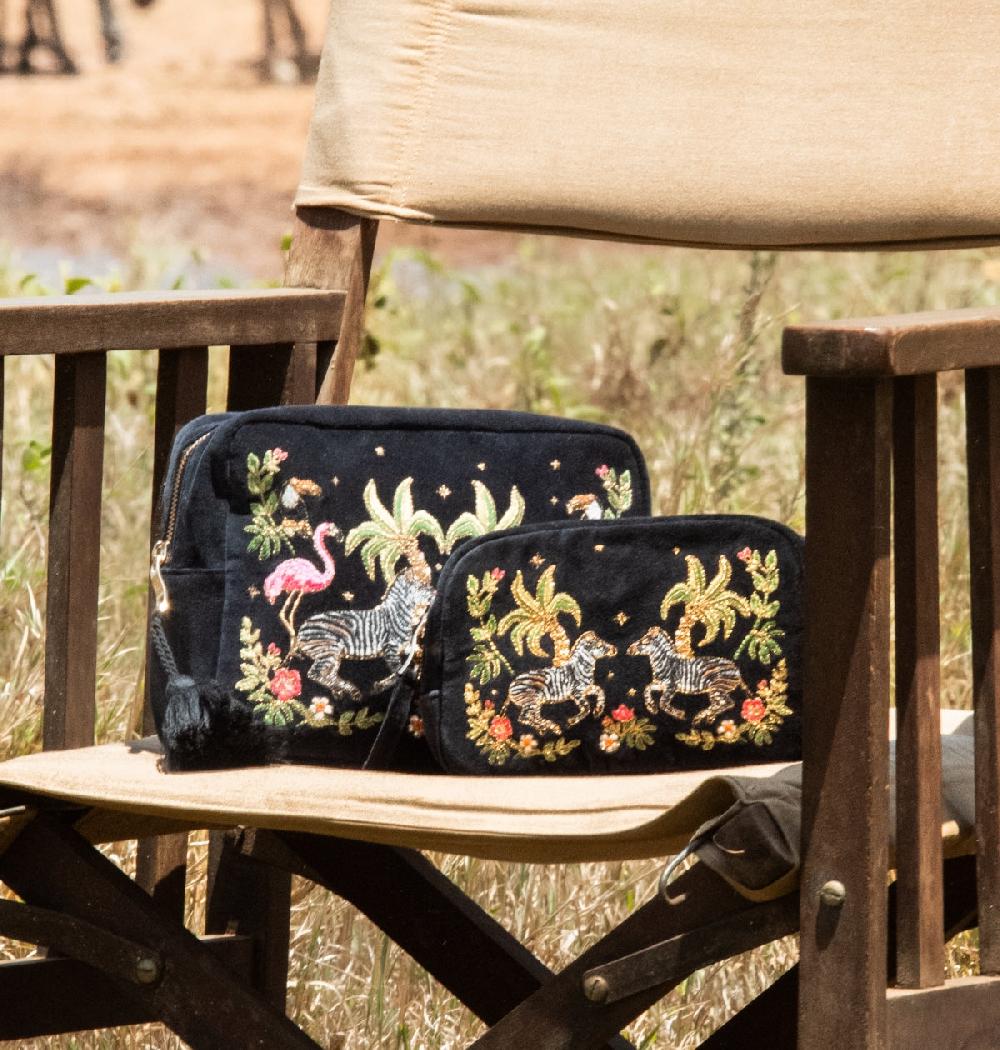 Scarlettsbags Wild Zebra Palm Makeup Bag