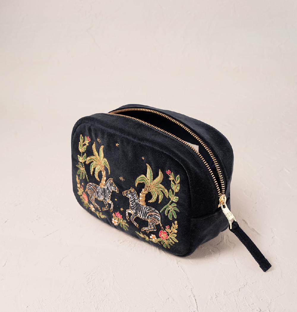 Scarlettsbags Wild Zebra Palm Makeup Bag