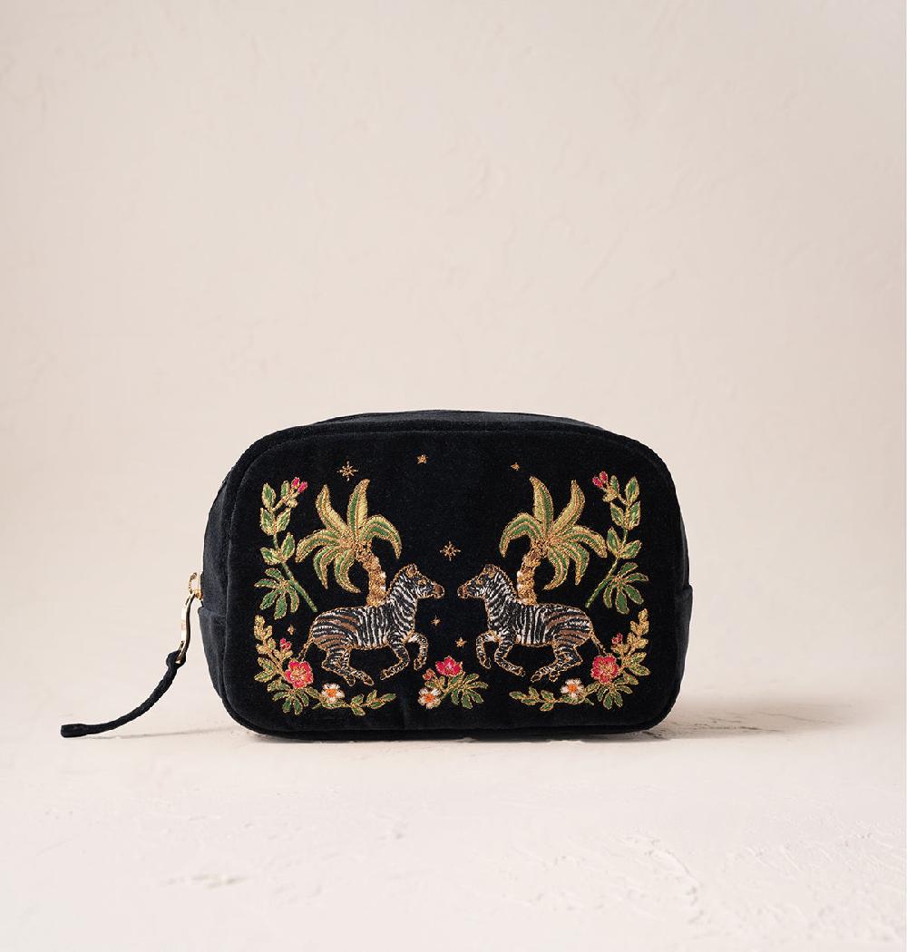 scarlettsbags Wild Zebra Palm Makeup Bag