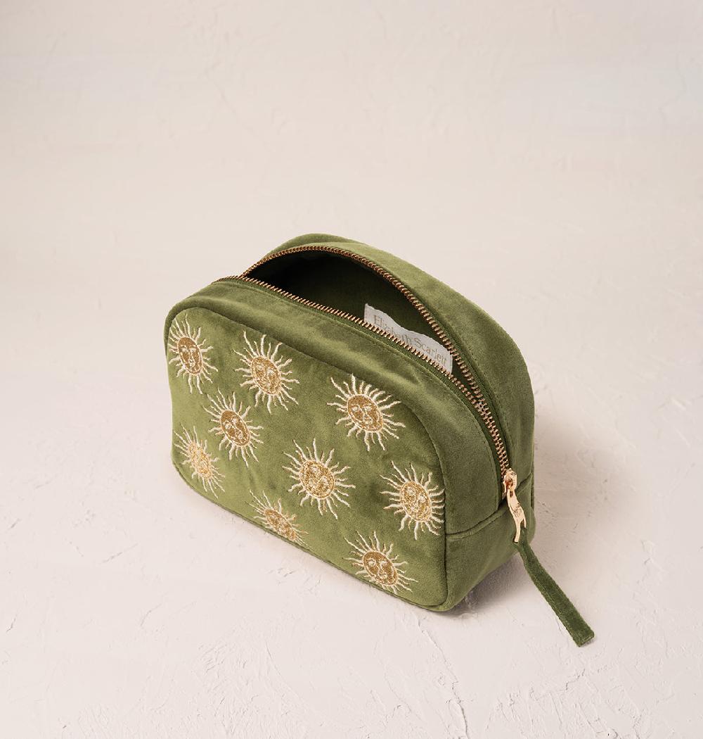 Scarlettsbags Sun Goddess Velvet Makeup Bag - Fern Green