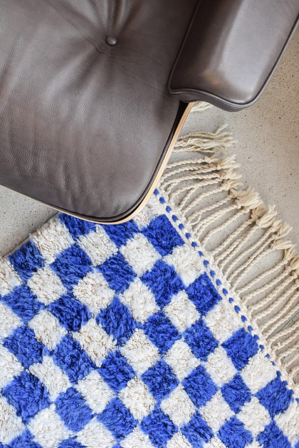 Schoenstaub Rug Checkboard Blue