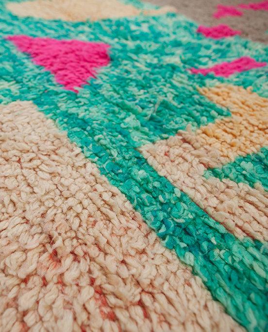 Schoenstaub Rug Fluffy Green And Pink
