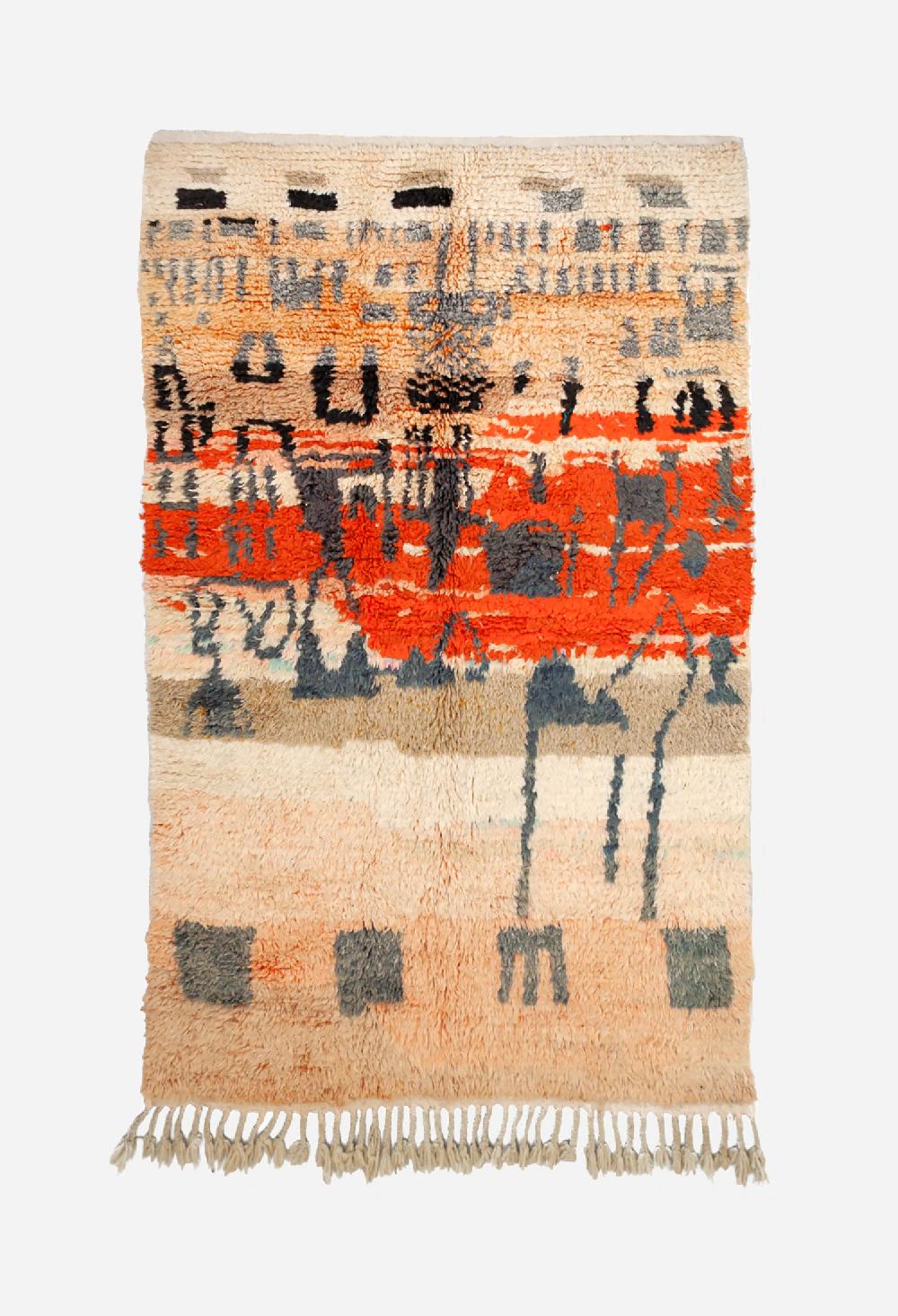 schoenstaub Rug Fluffy Red and Beige