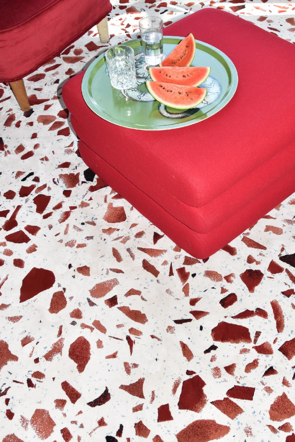 Schoenstaub Rug Terrazzo Red Red