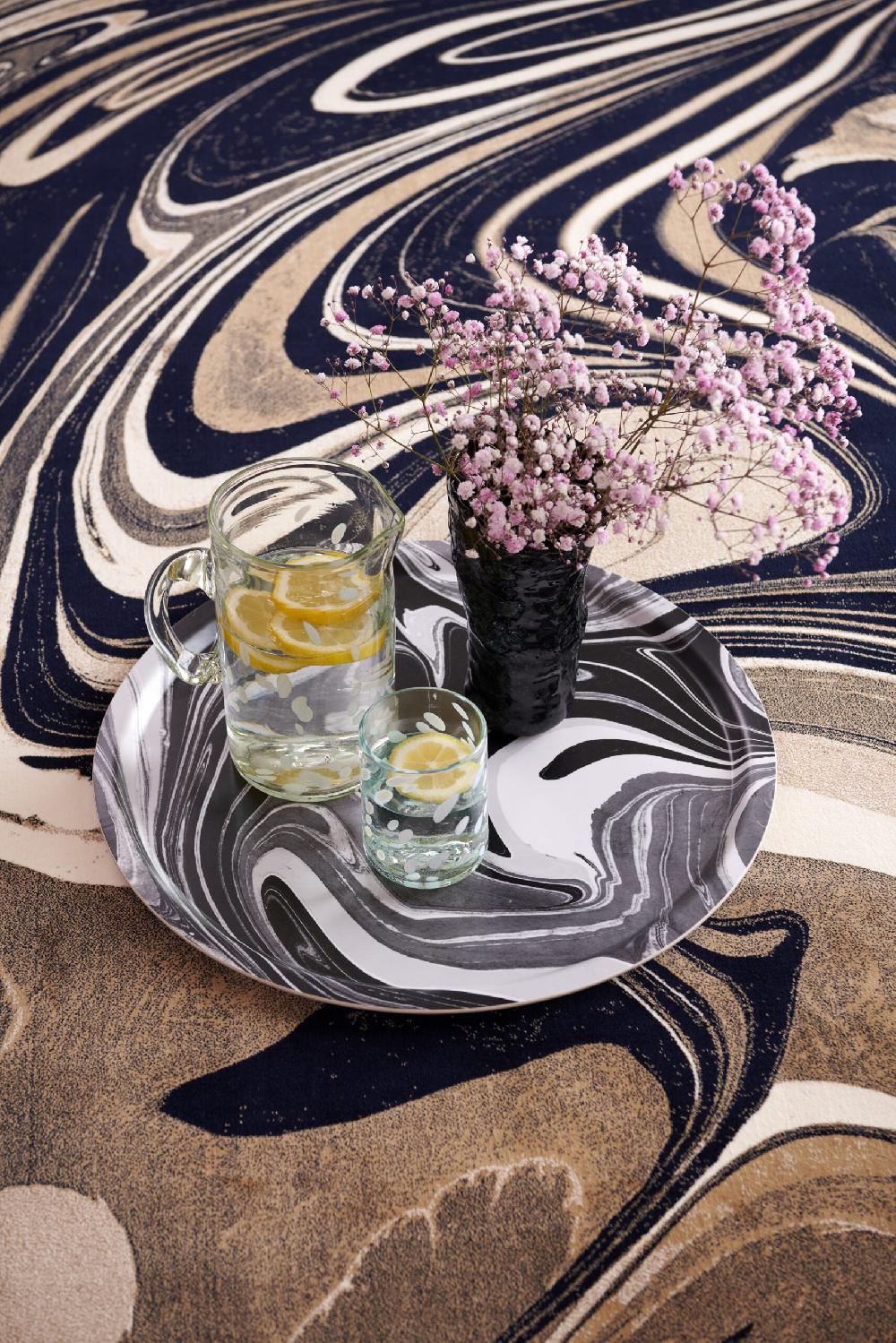 Schoenstaub Tray Marble Dark 'N Stormy Black