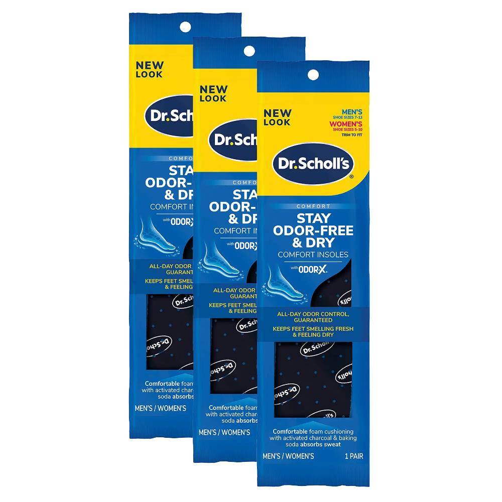 scholl Stay Odor-Free & Dry Comfort Insoles with Odor-X® (3 Pack)