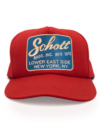 schott nyc Red hat with label embroidery
