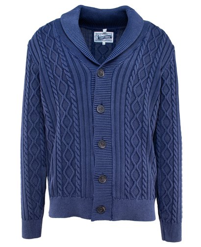 schott nyc Stonewashed Cotton Cable Knit Cardigan