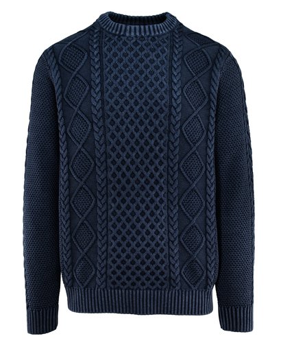 schott nyc Stonewashed Cotton Cable Knit Sweater