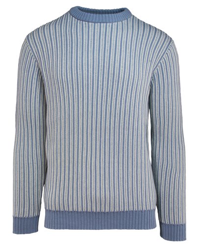 schott nyc Vertical Striped Cotton Ribbed Knit Crew Neck Sweater