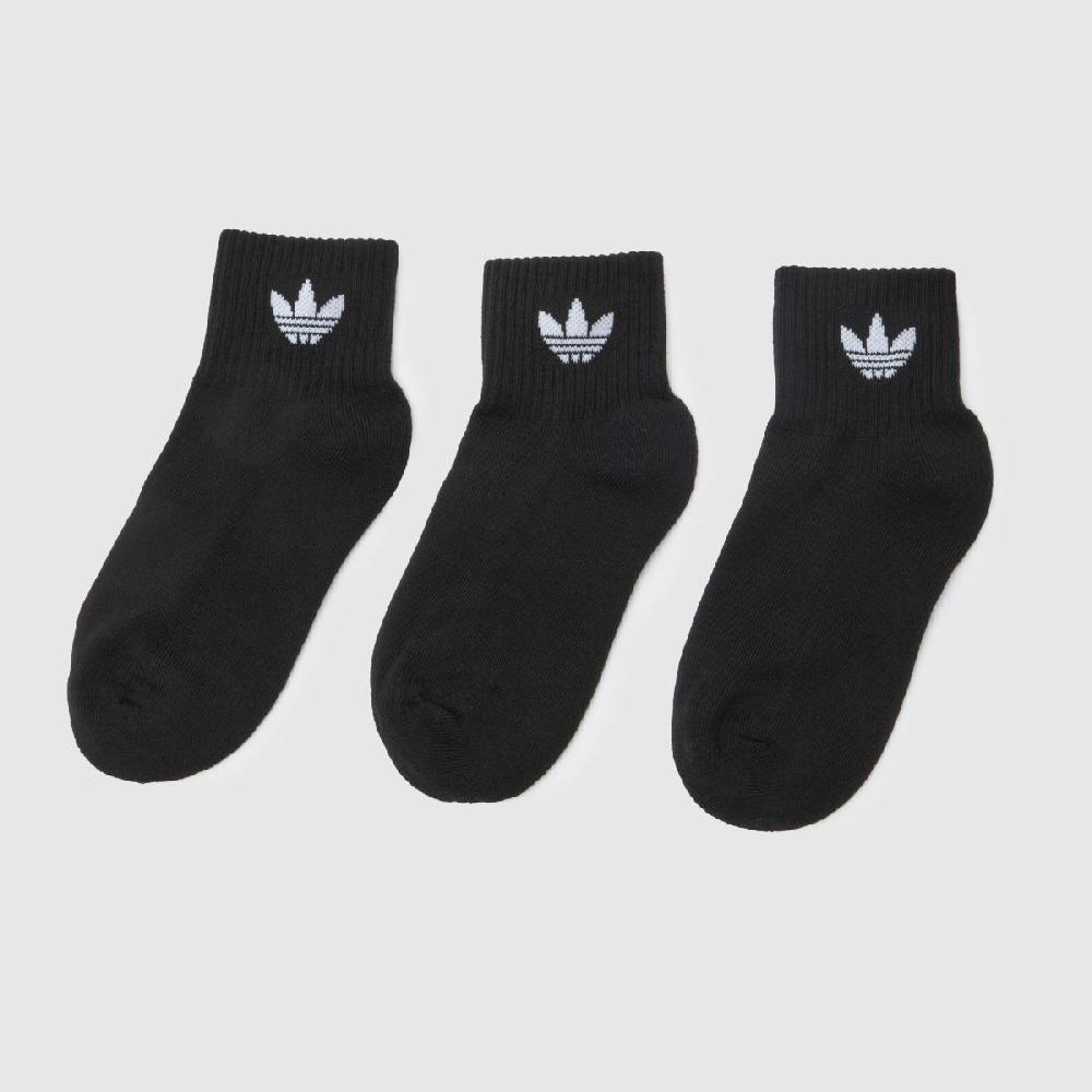 schuh adidas Kids Originals Ankle Sock 3 Pk in Black & White