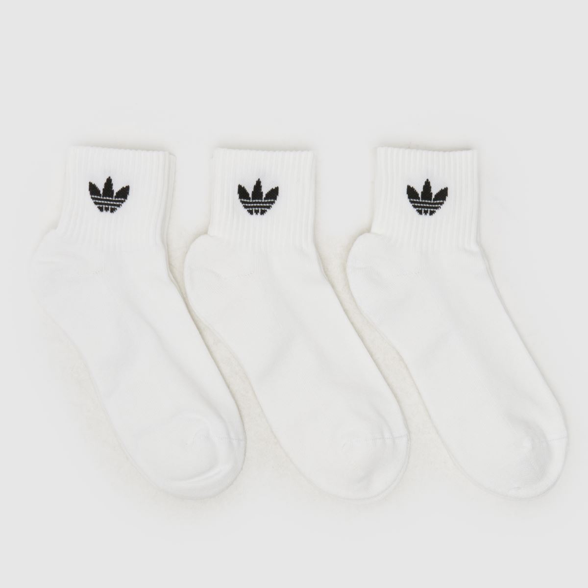 schuh adidas Kids Originals Ankle Sock 3 PK in White & Black