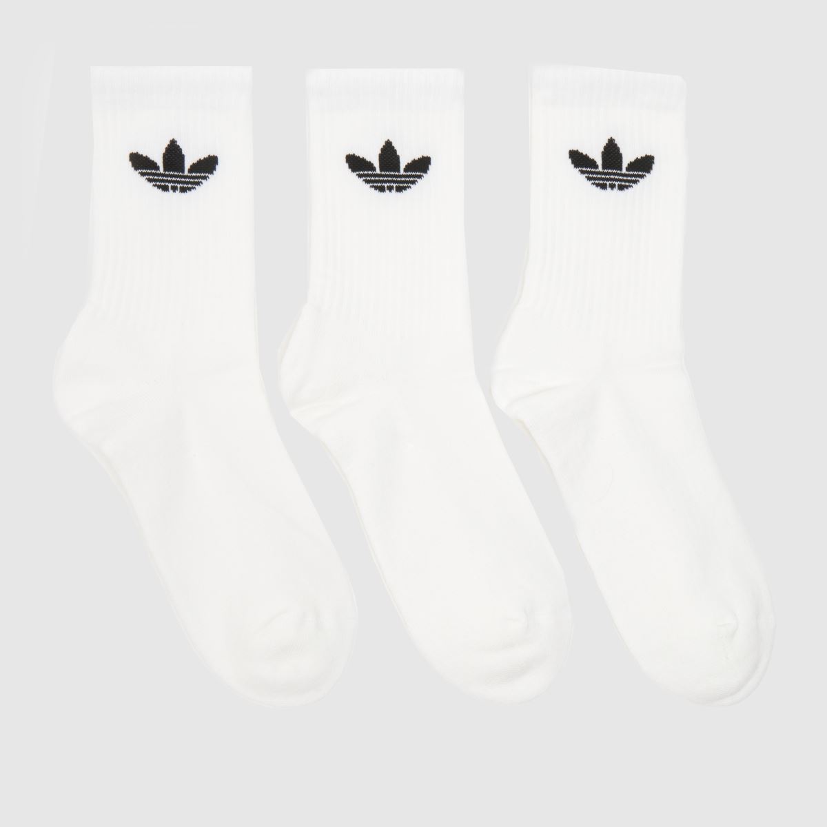 schuh adidas Originals Crew Sock 3 Pack in White & Black