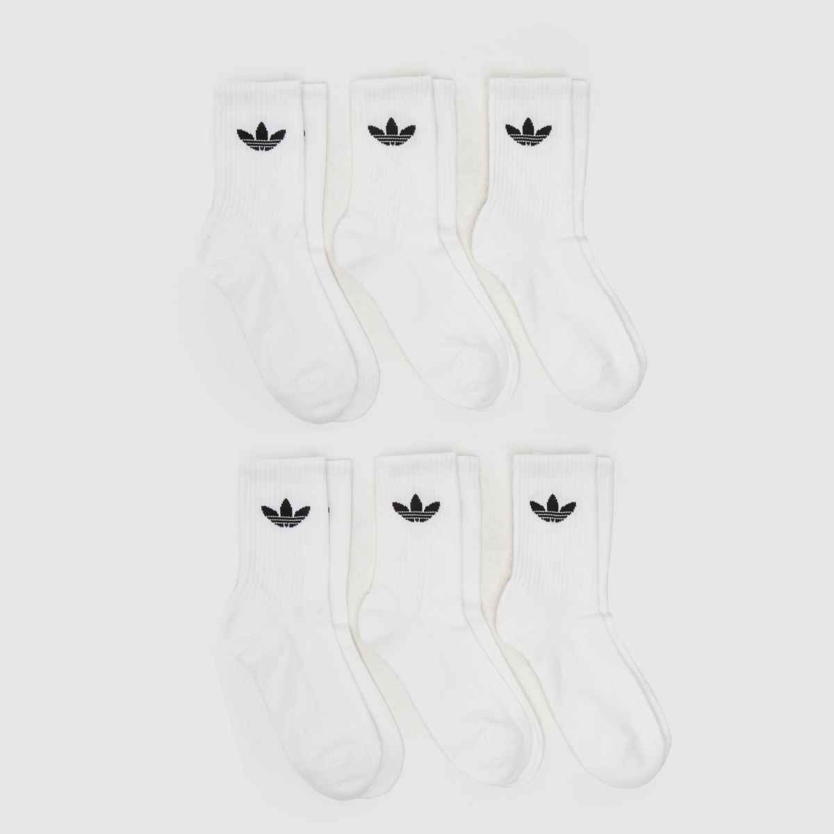 schuh adidas Originals Crew Sock 6 Pk in White & Black