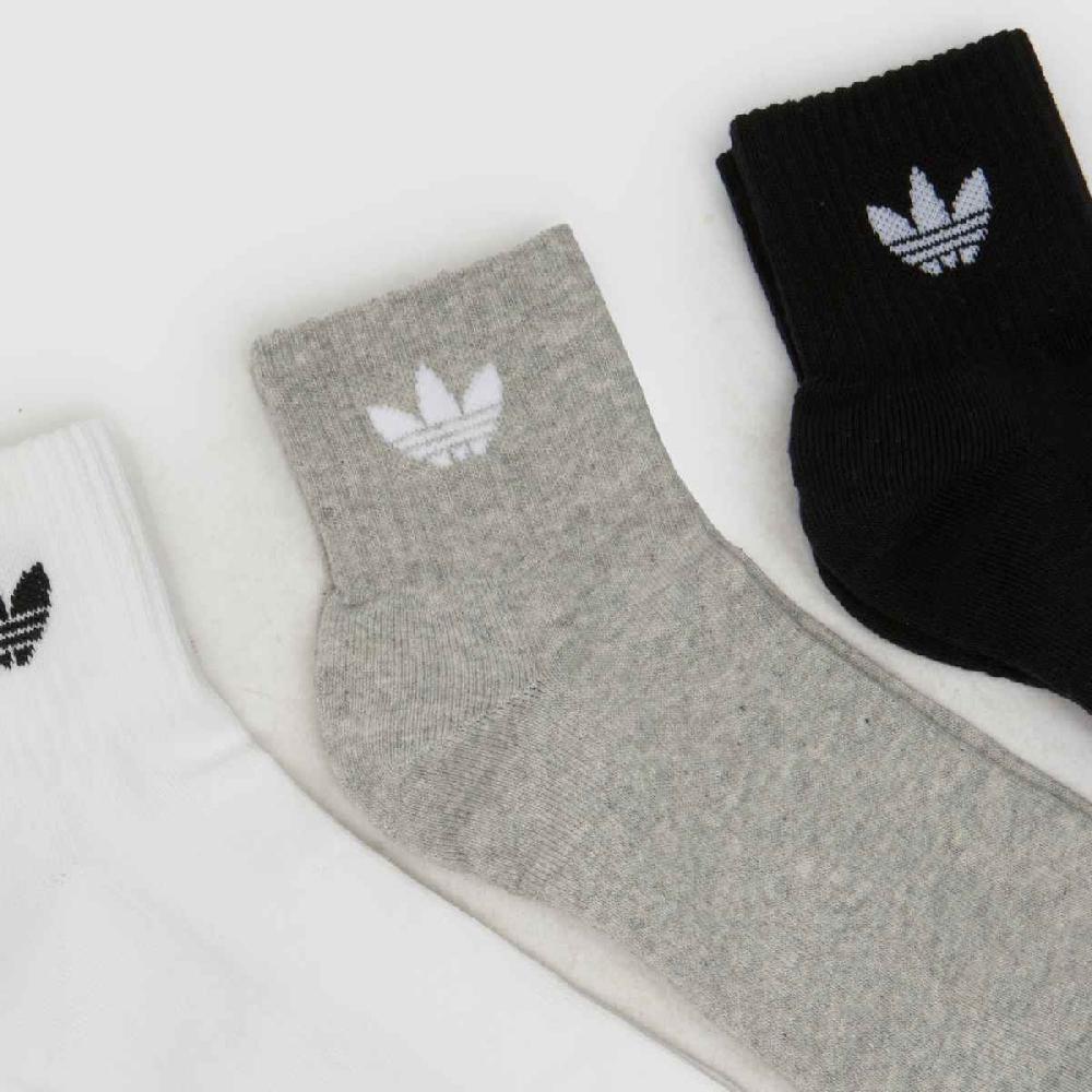 Schuh Adidas Originals Mid Crew Sock 3 Pk In White & Black