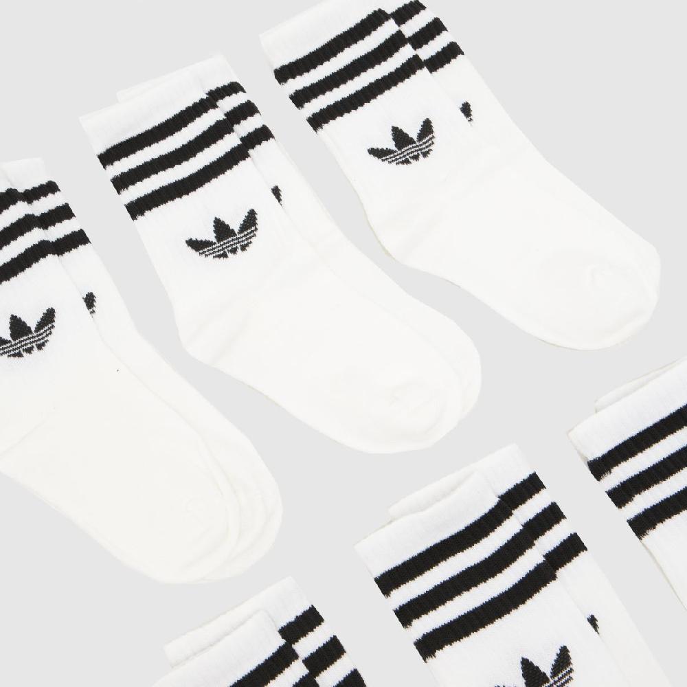 Schuh Adidas Stripe Crew Sock 6 Pack In White & Black