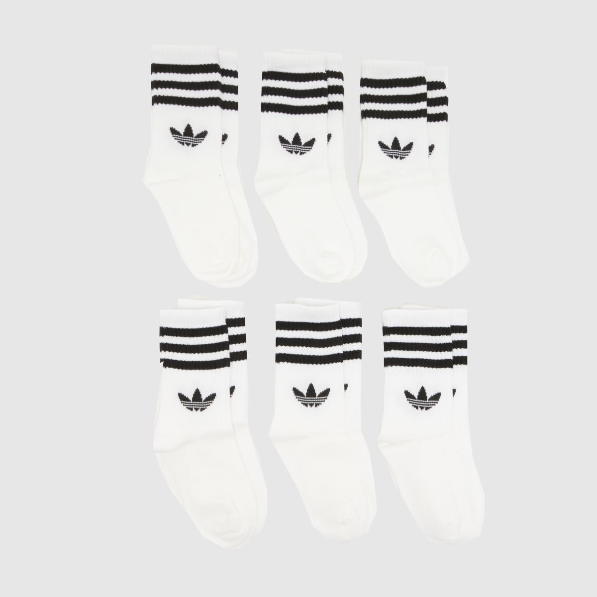 schuh adidas Stripe Crew Sock 6 Pack in White & Black