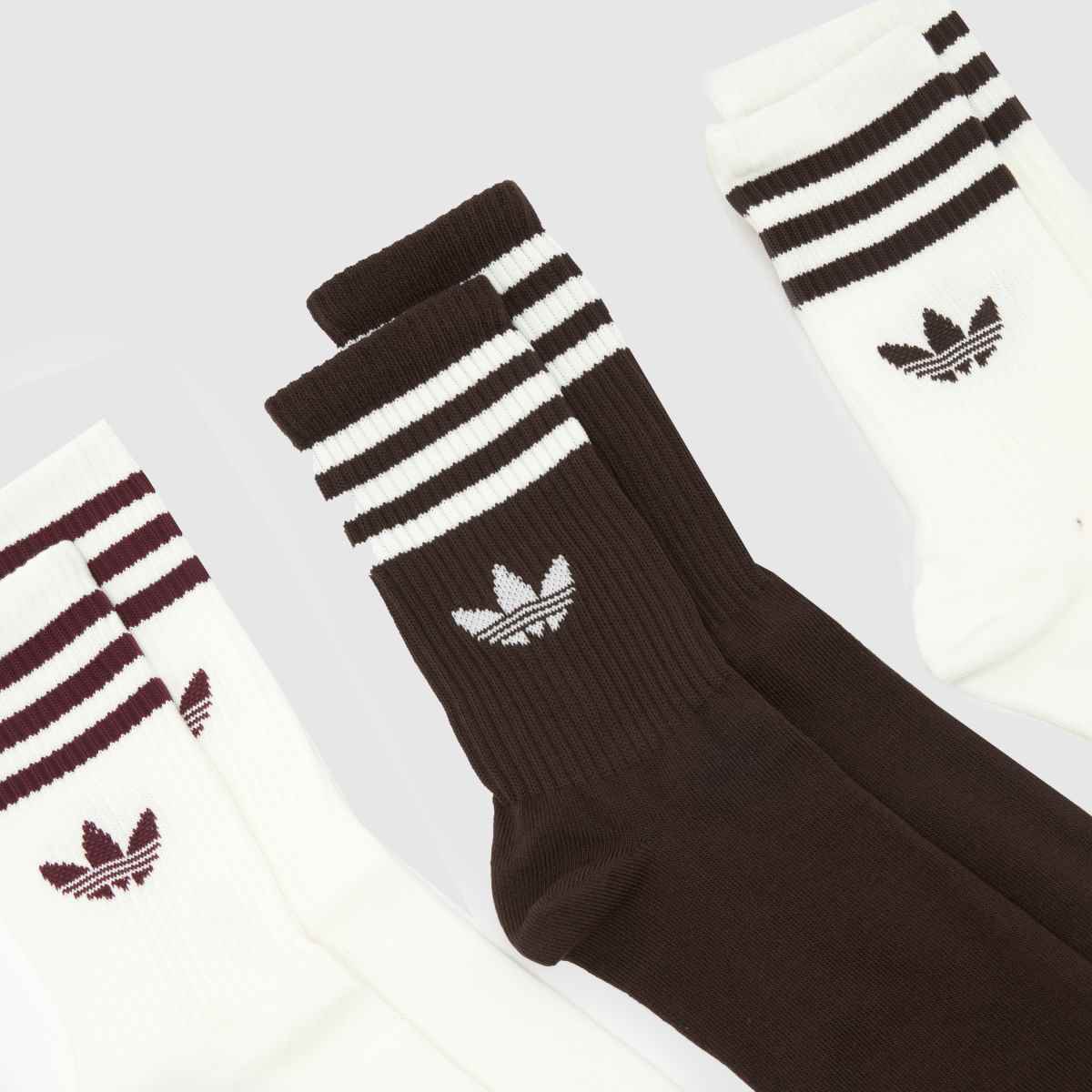 Schuh Adidas Stripe Crew Socks 3 Pack In Off-White Multi