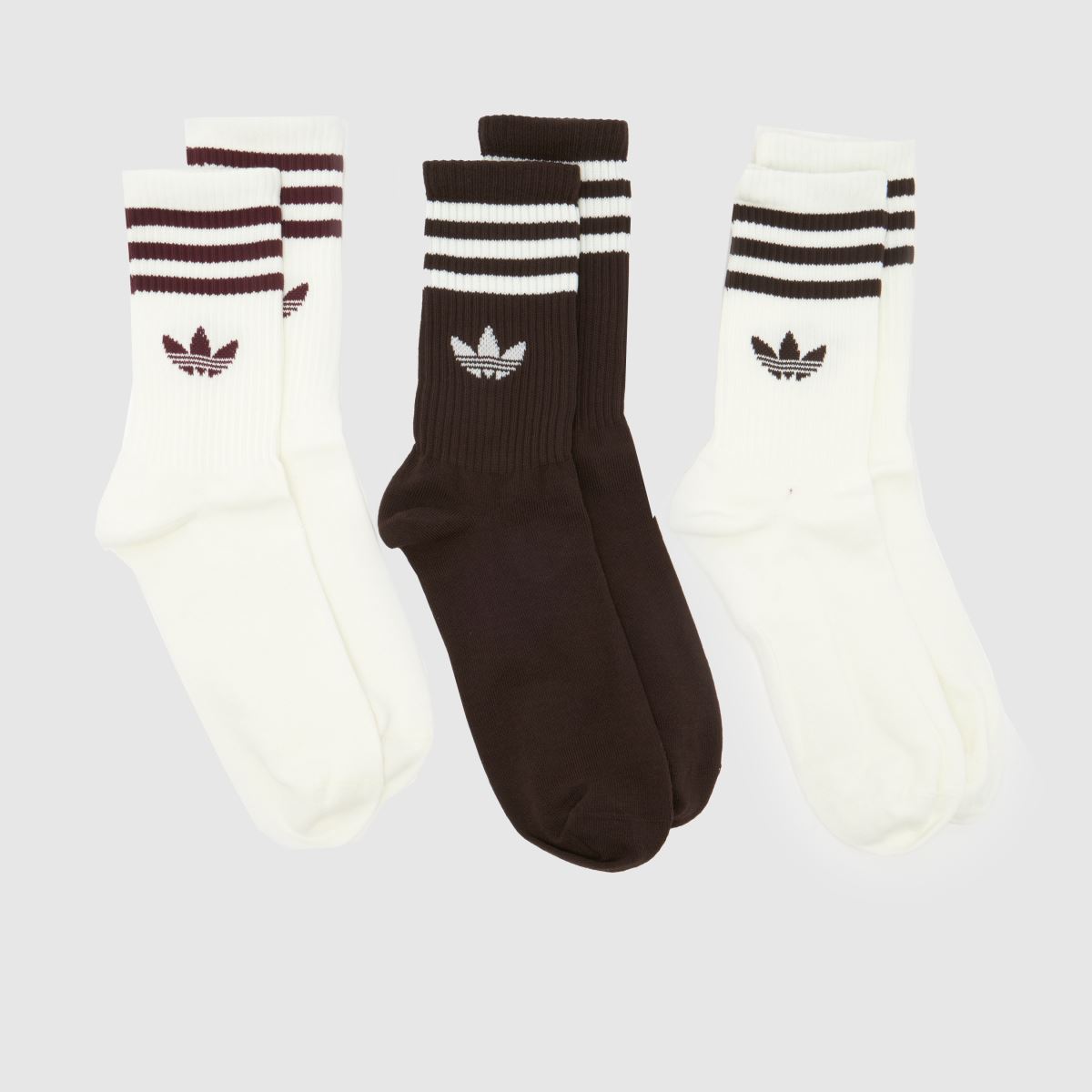 schuh adidas Stripe Crew Socks 3 Pack in Off-White Multi